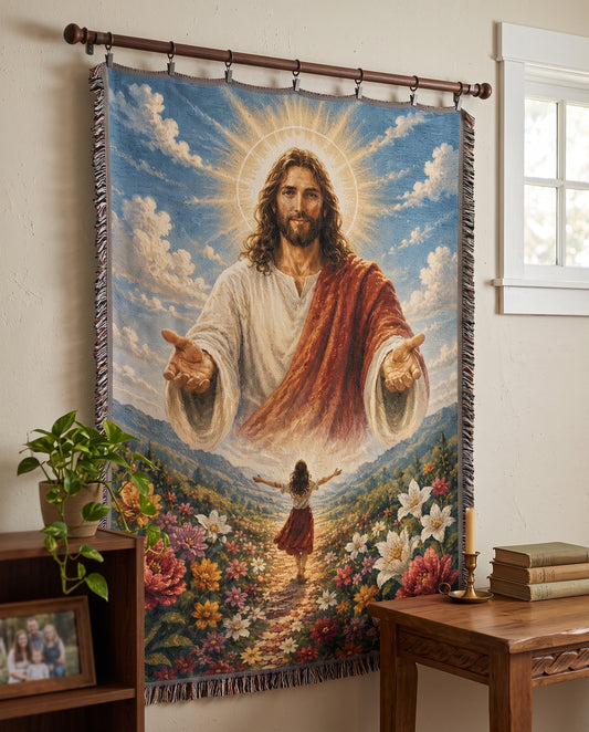 Come Unto Me Heavenly Garden Woven Blanket gallery image 8