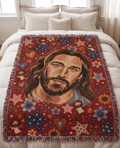 Bedroom styling - Folk Art Savior Hearts and Stars Woven Blanket