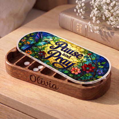 Personalized Olivia Pillcase with Pause and Pray hummingbird garden artwork