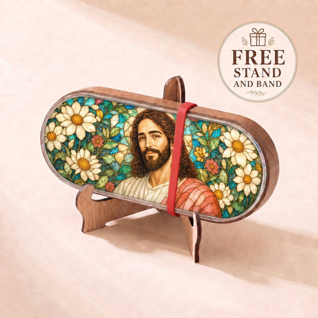 Jesus Daisy Stained Glass Personalized Pill Case product image 3
