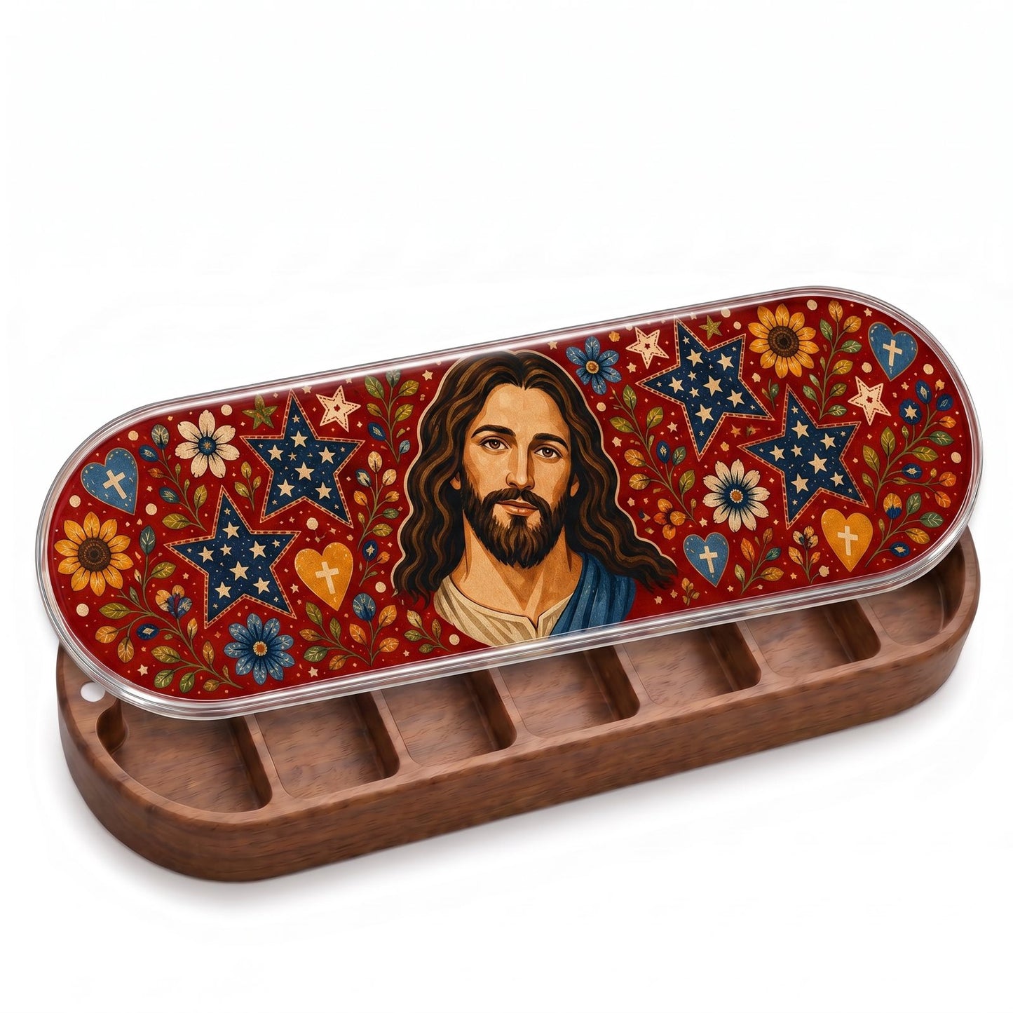 Jesus Folk Art Stars Personalized Pill Case product image 1