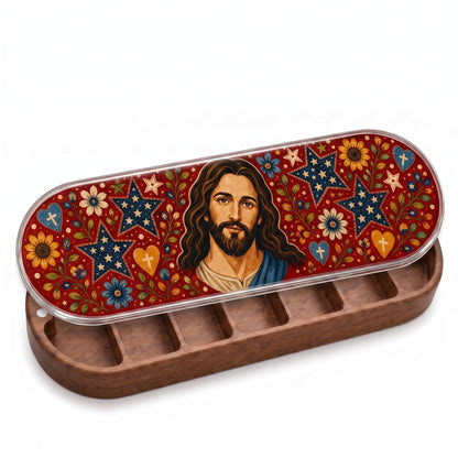 Jesus Folk Art Stars Personalized Pill Case product image 1