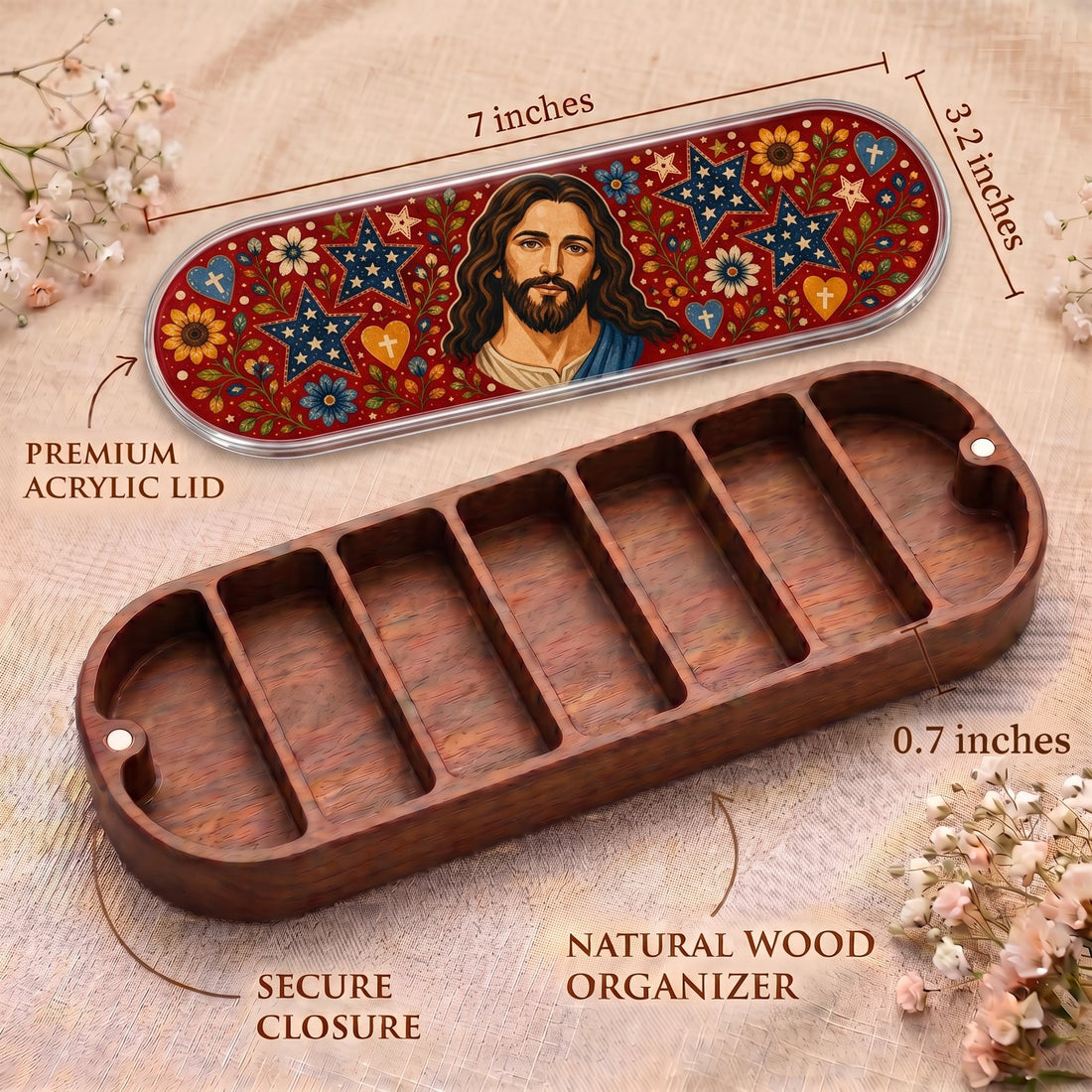 Jesus Folk Art Stars Personalized Pill Case product image 5