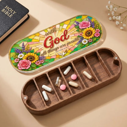 "With God All Things Are Possible — Matthew 19:26" Pill Case