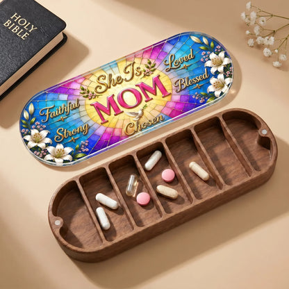 "Faithful, Strong, Loved, Blessed, Chosen — Christian Motherhood" Pill Case