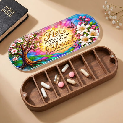 "Her Children Rise Up and Call Her Blessed — Proverbs 31:28" Pill Case