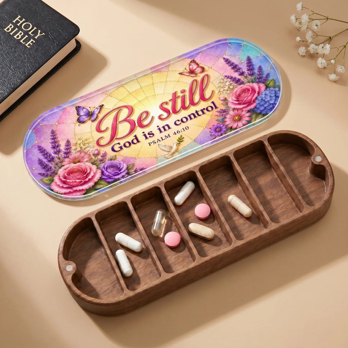 Be Still God Is in Control - Psalm 46:10 Pill Organizer