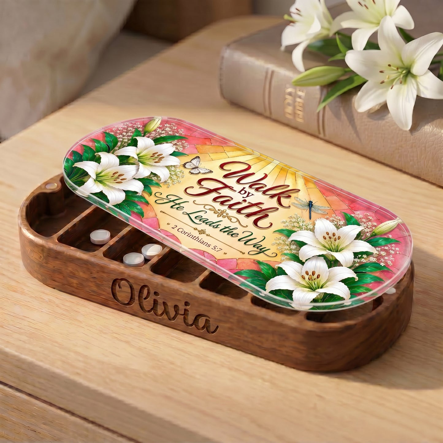 Walk by Faith - 2 Corinthians 5:7 Pill Organizer