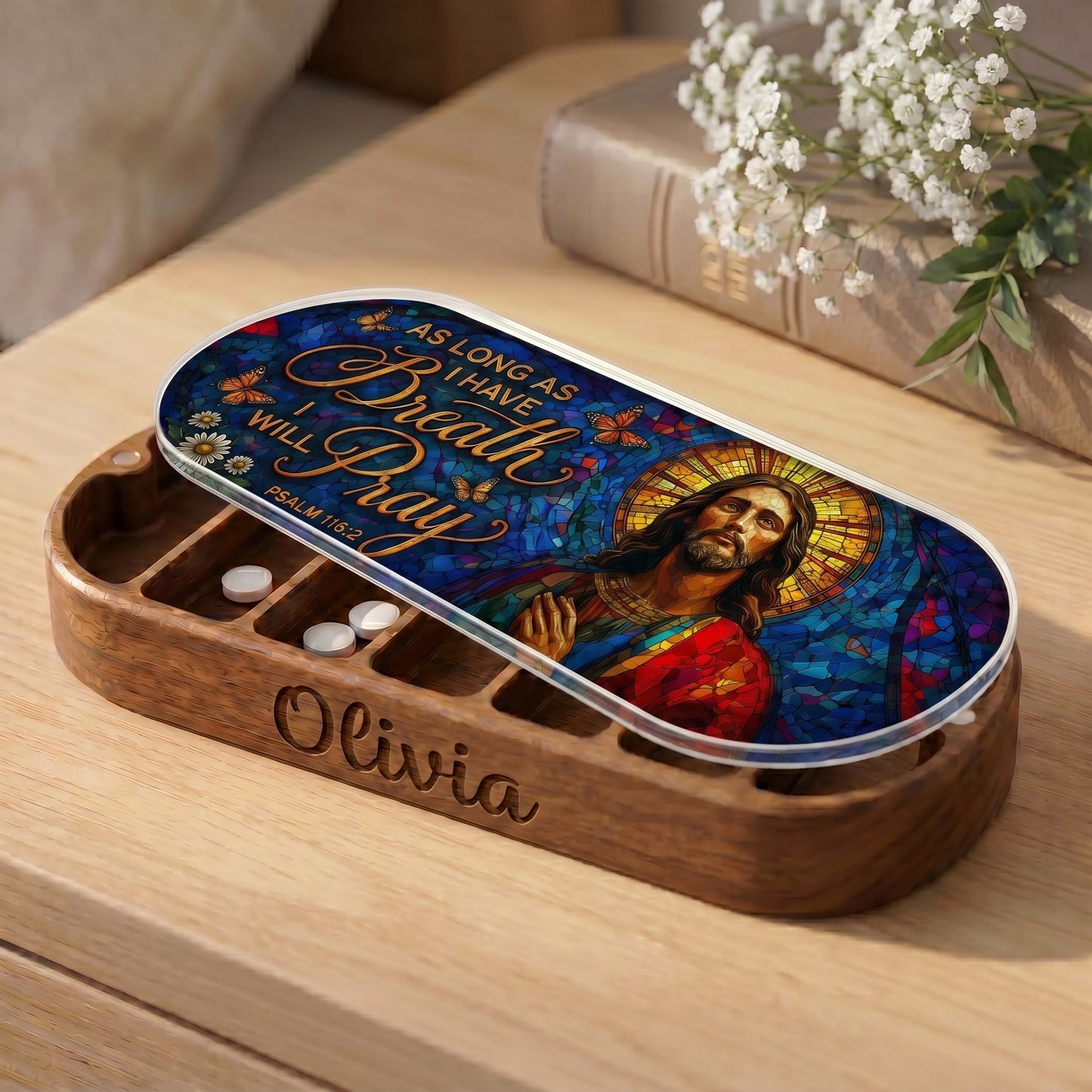As Long As I Have Breath I Will Pray - Psalm 116:2 Pill Organizer