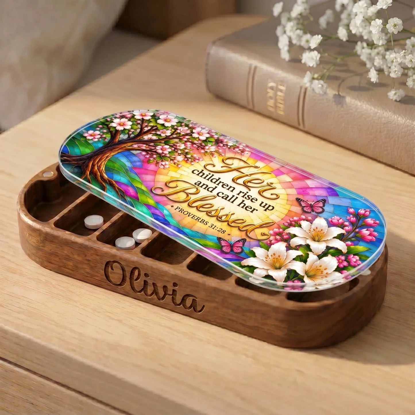 "Her Children Rise Up and Call Her Blessed — Proverbs 31:28" Pill Case