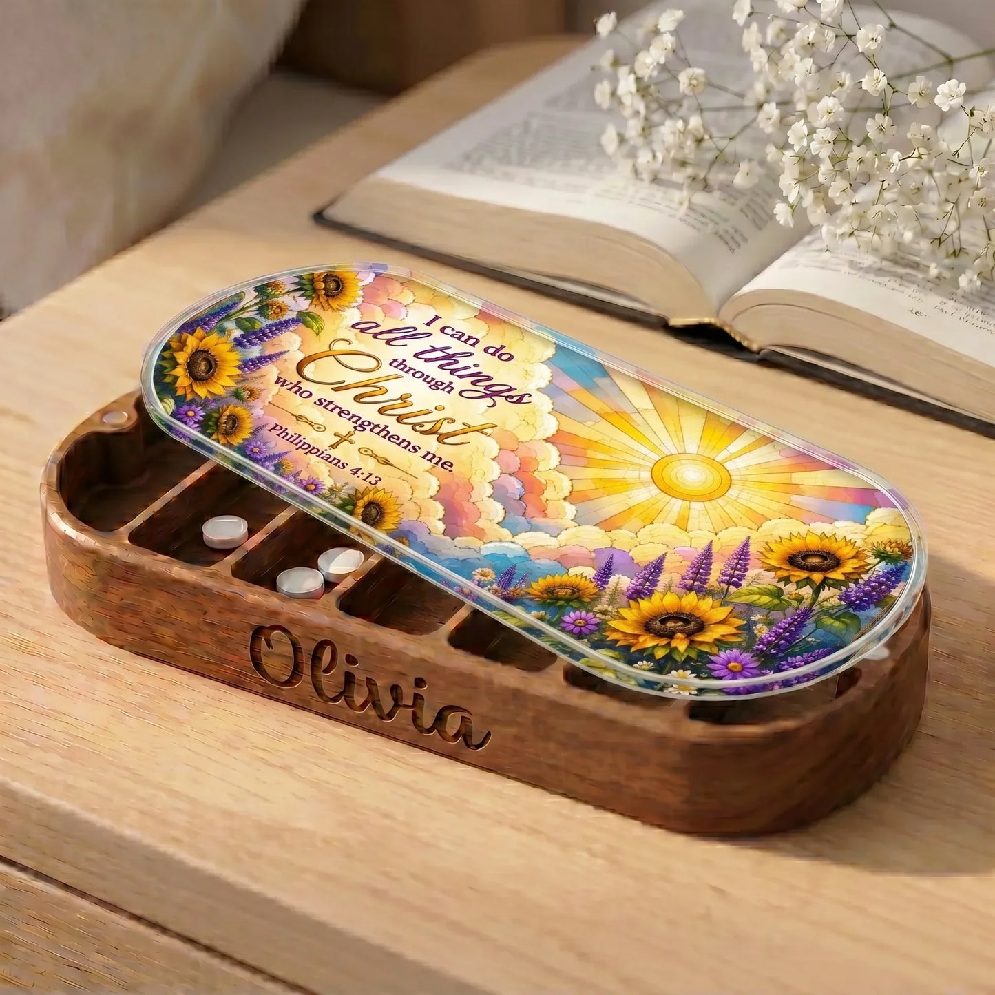 "I Can Do All Things Through Christ — Philippians 4:13" Pill Case