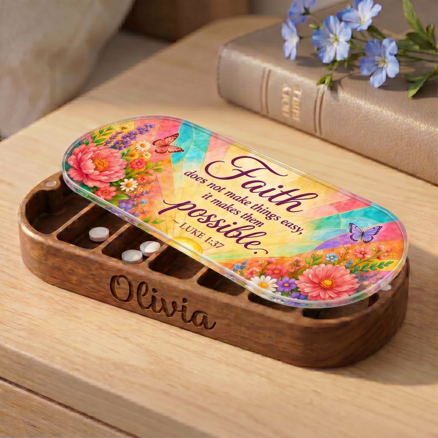 Faith Makes Things Possible - Luke 1:37 Pill Organizer