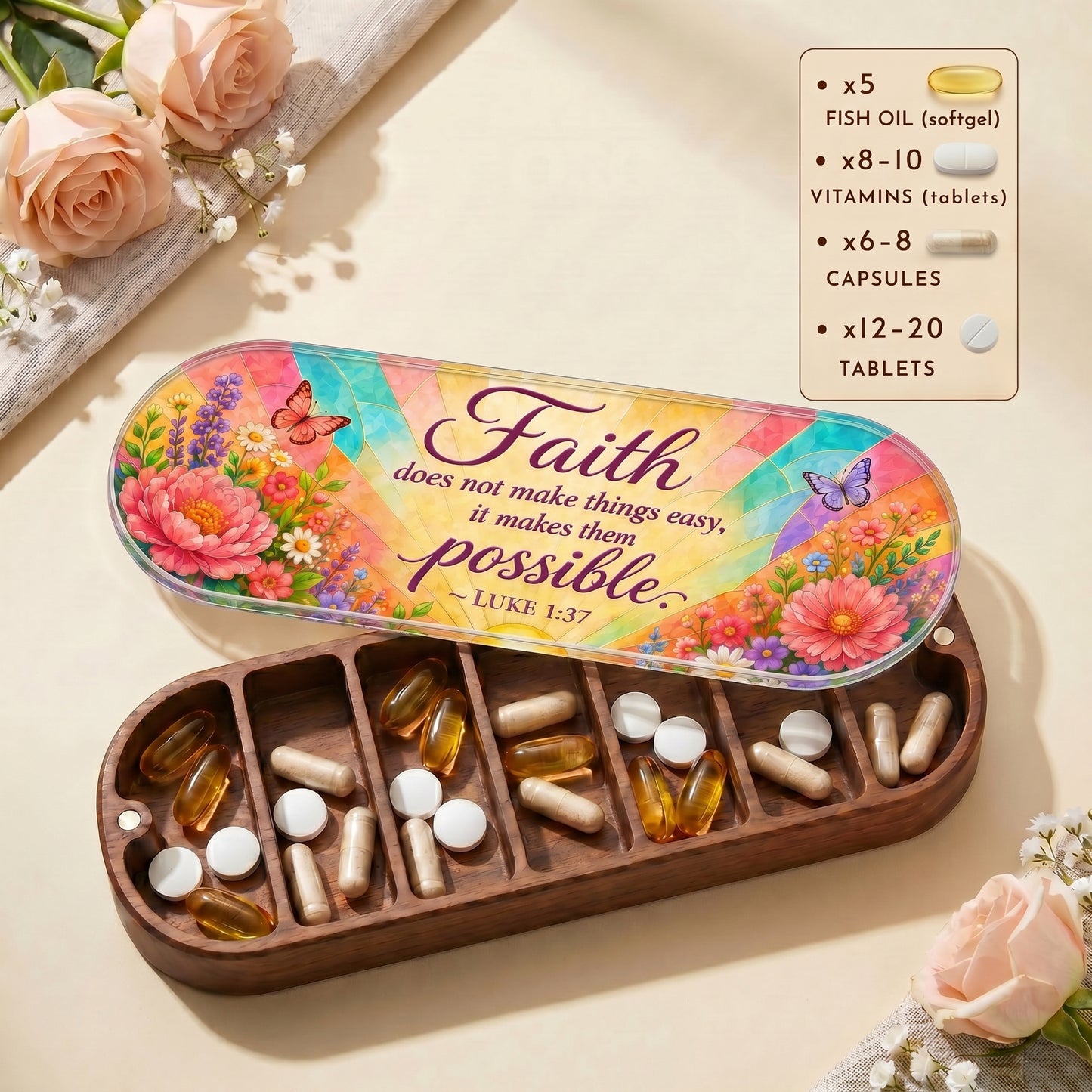 Faith Makes Things Possible - Luke 1:37 Pill Organizer