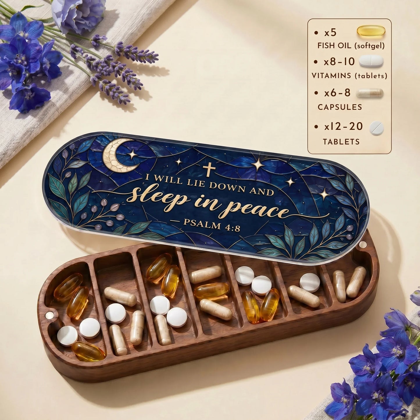 Sleep in Peace - Psalm 4:8 Pill Organizer