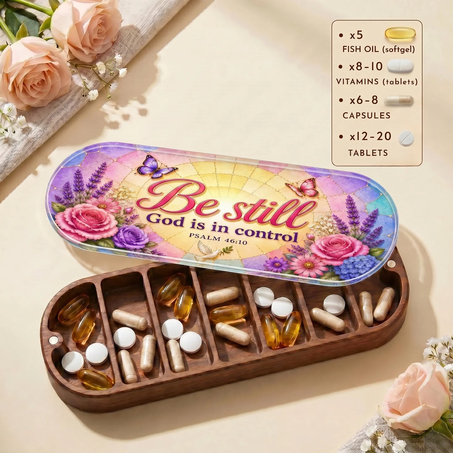 Be Still God Is in Control - Psalm 46:10 Pill Organizer