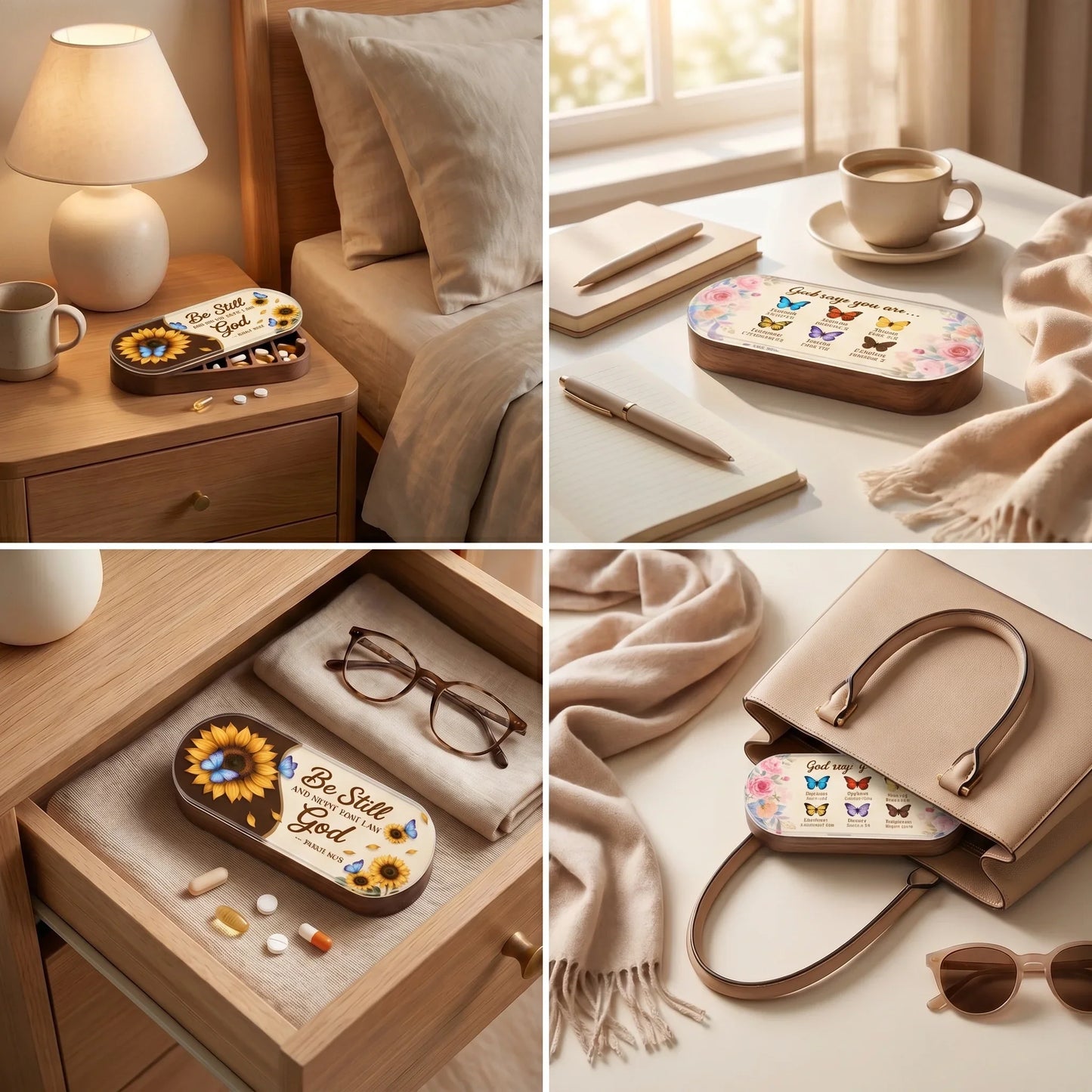 God Says You Are & Stillness AM/PM Pill Organizer Set
