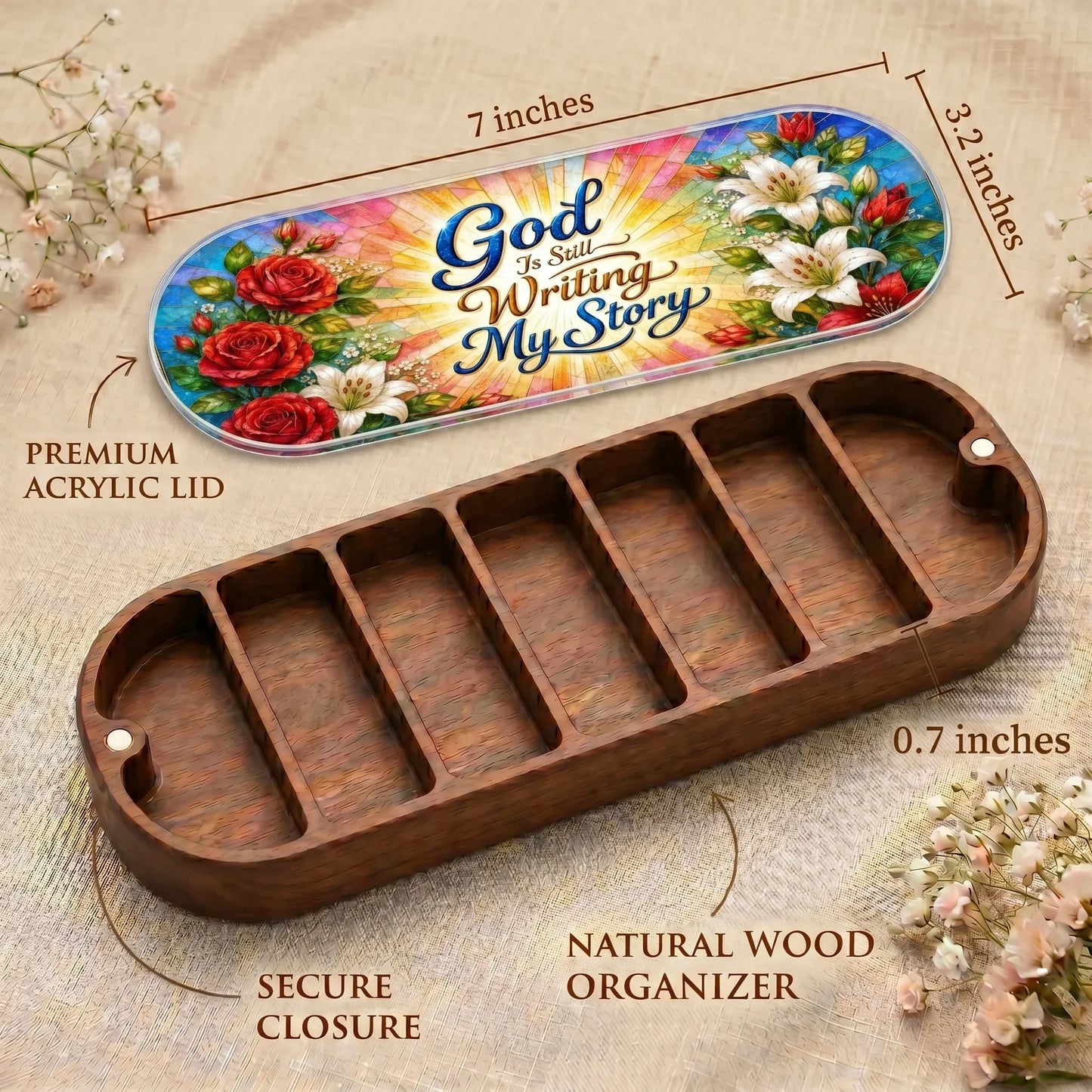 "God Is Still Writing My Story — Faith Reflection" Pill Case