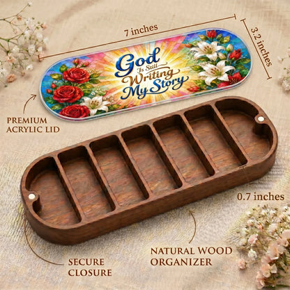 "God Is Still Writing My Story — Faith Reflection" Pill Case