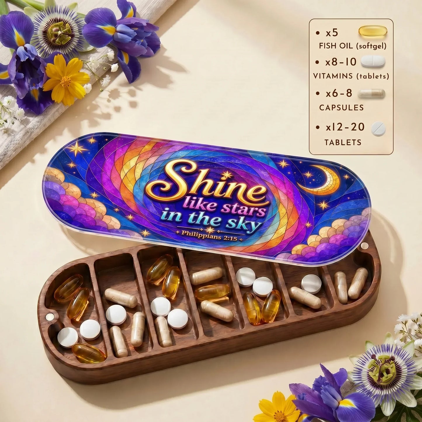"Shine Like Stars In The Sky — Philippians 2:15" Pill Case