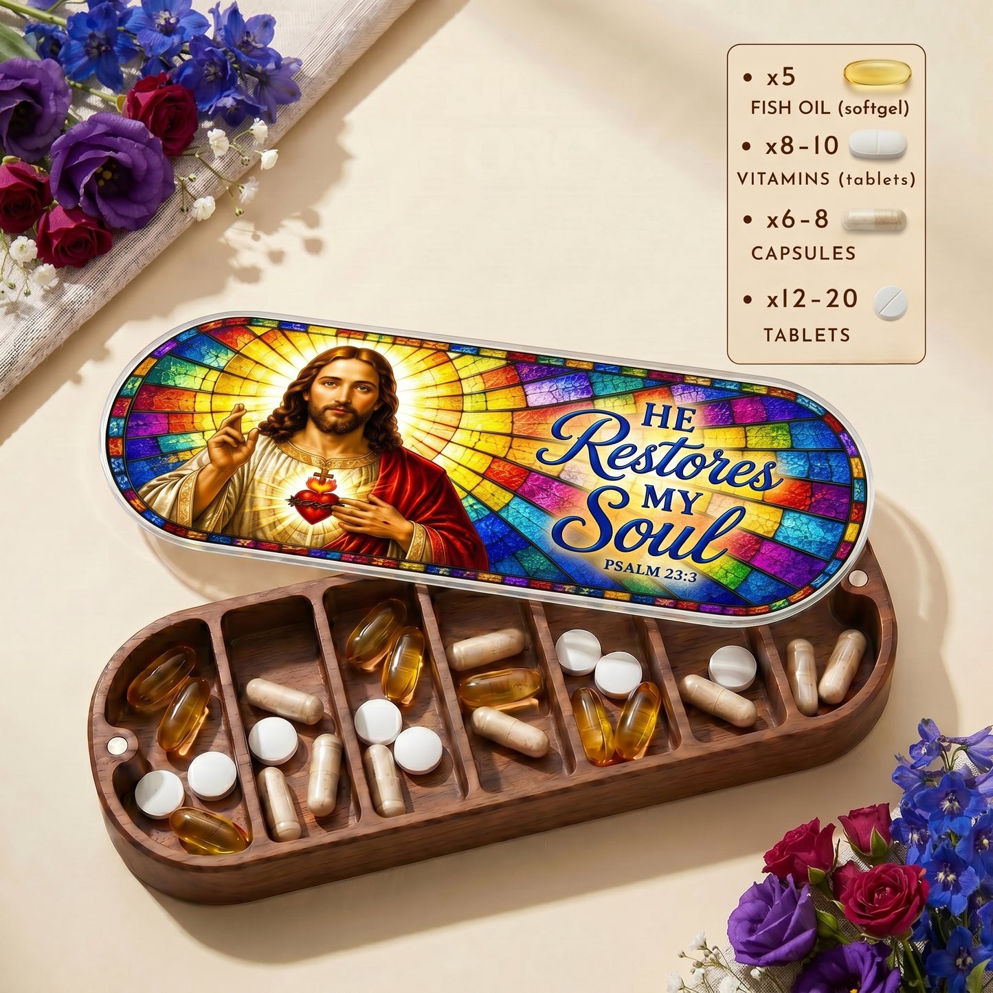 He Restores My Soul - Psalm 23:3 Pill Organizer