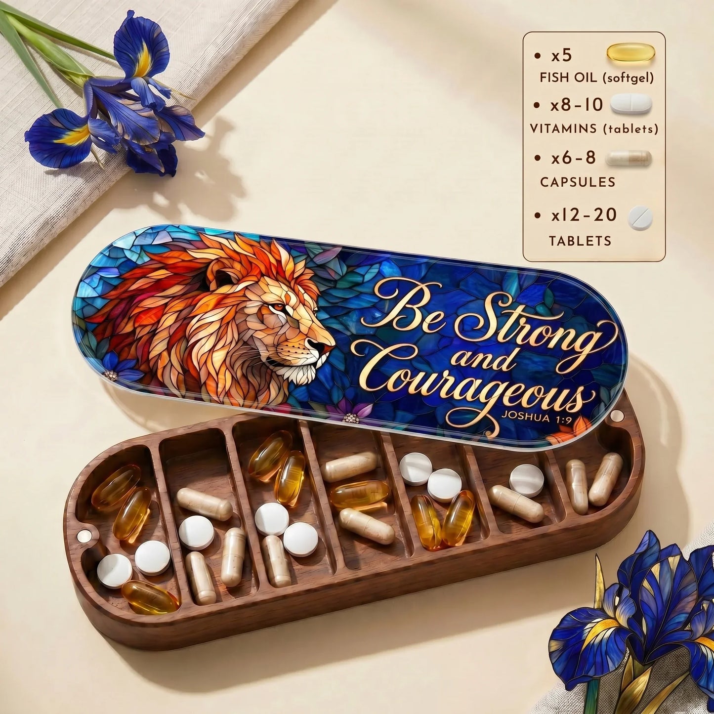 Lionhearted Courage - Joshua 1:9 Pill Organizer
