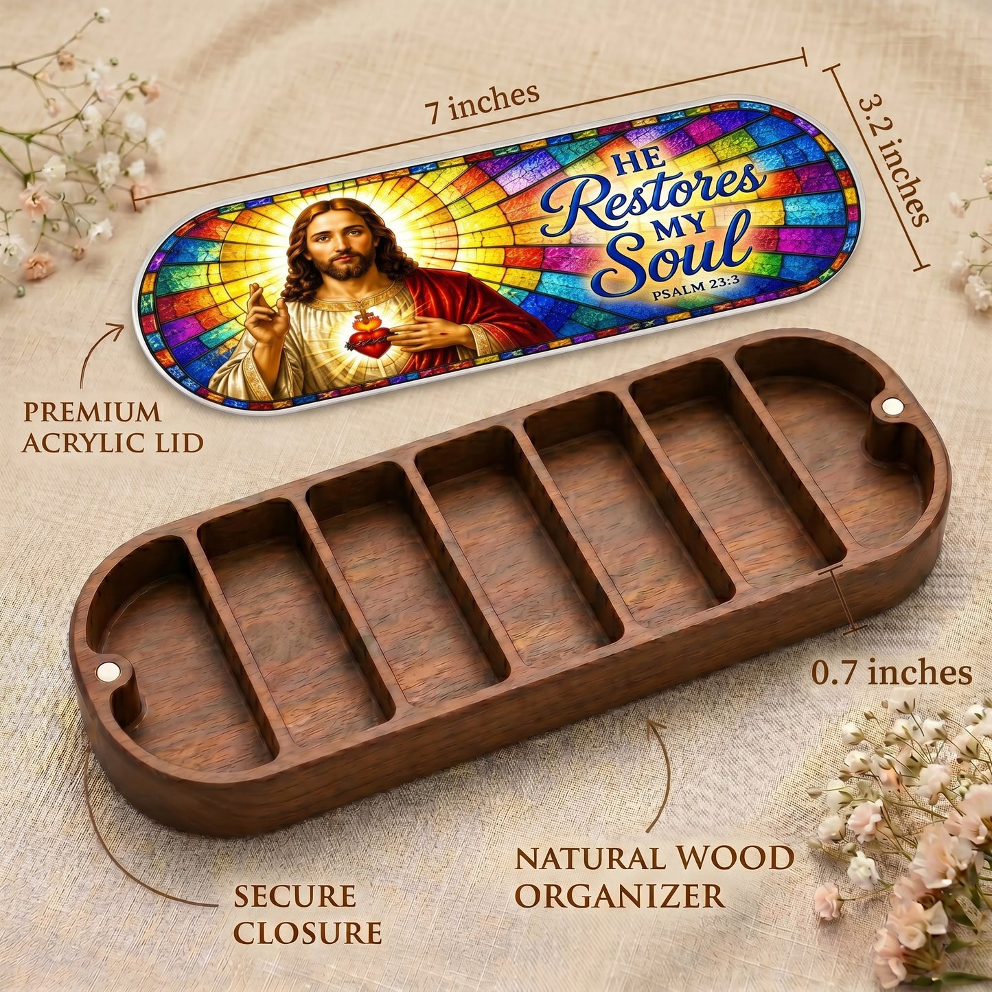He Restores My Soul - Psalm 23:3 Pill Organizer
