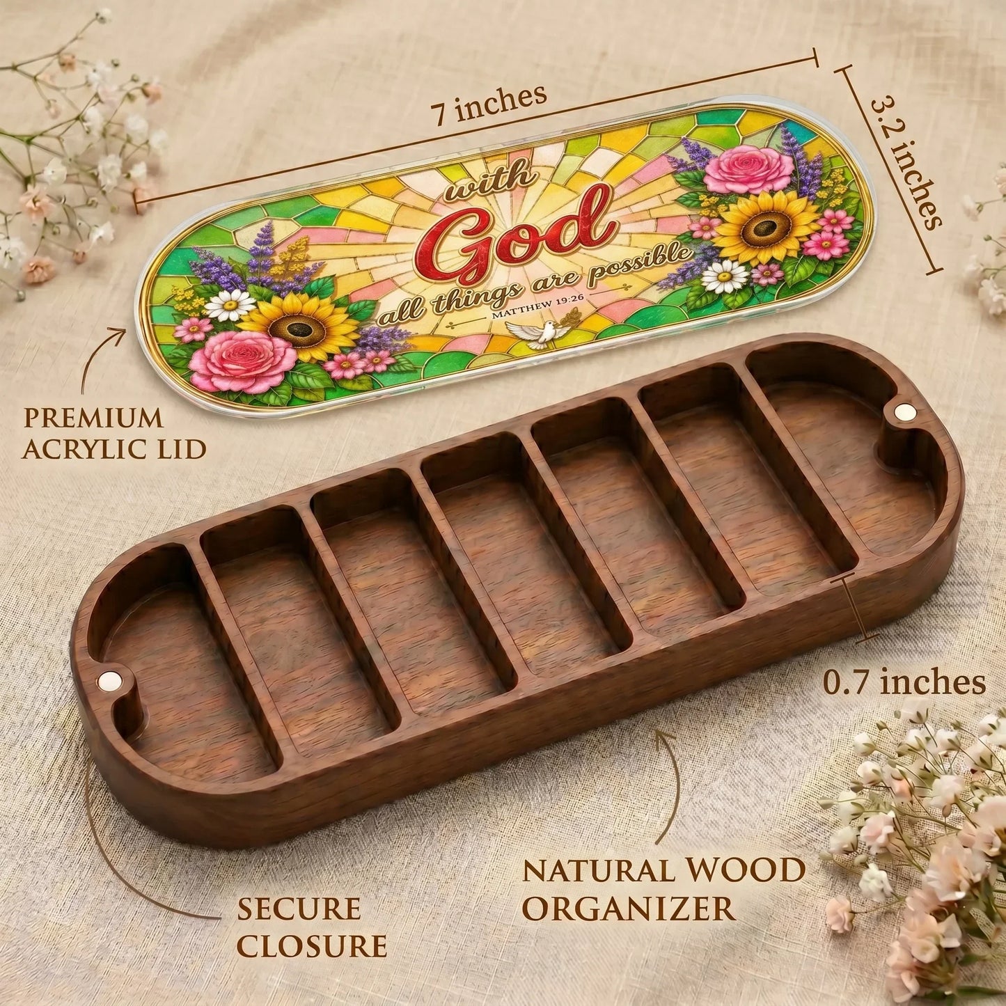 "With God All Things Are Possible — Matthew 19:26" Pill Case