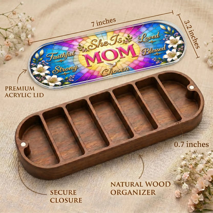 "Faithful, Strong, Loved, Blessed, Chosen — Christian Motherhood" Pill Case