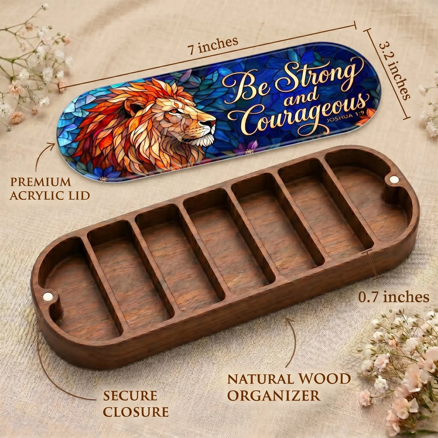 Lionhearted Courage - Joshua 1:9 Pill Organizer