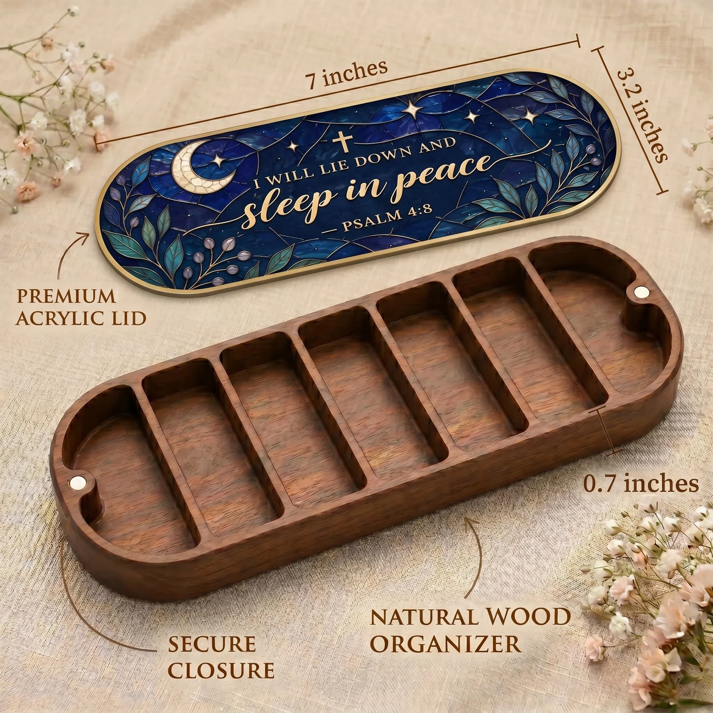 Sleep in Peace - Psalm 4:8 Pill Organizer