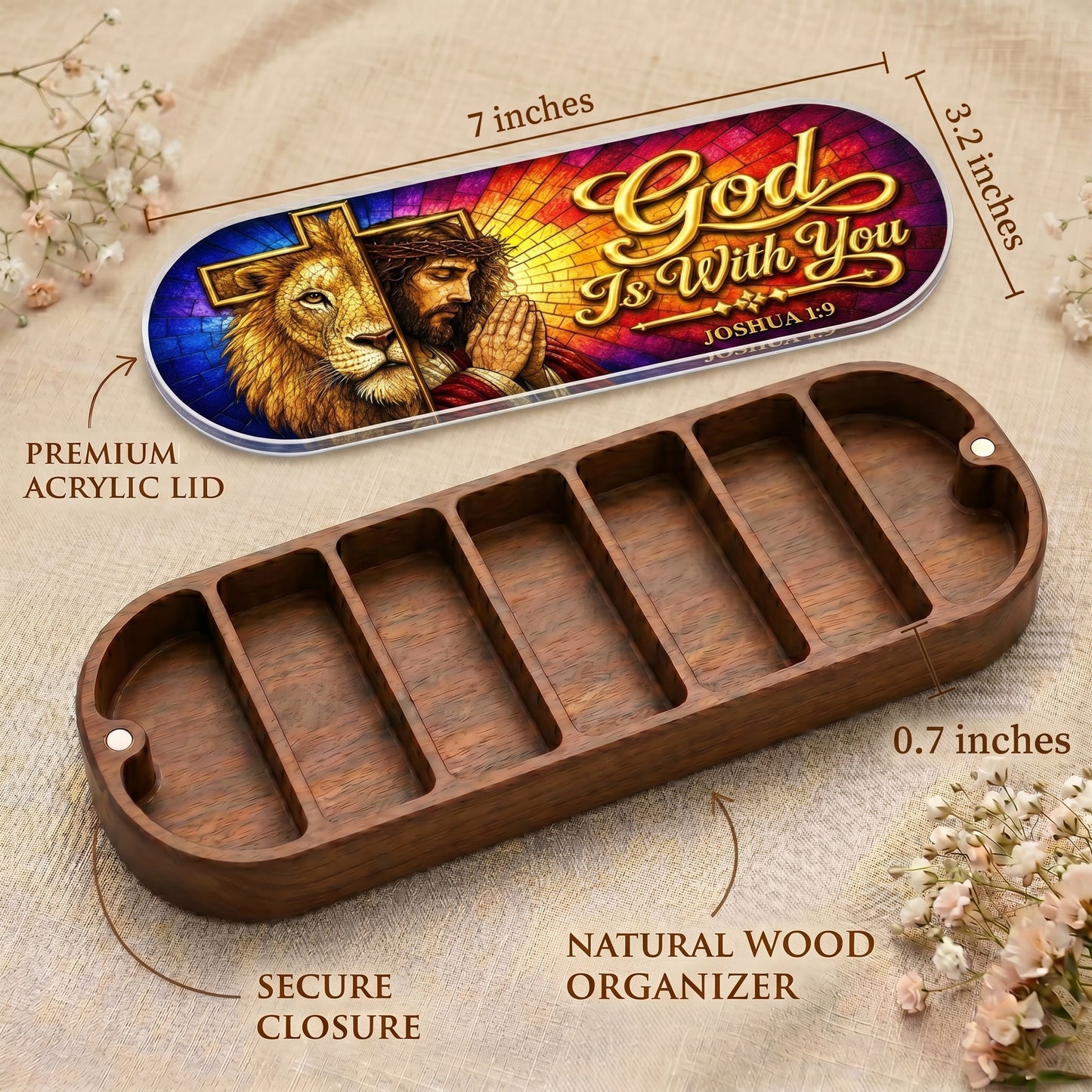 God Is With You - Joshua 1:9 Pill Organizer