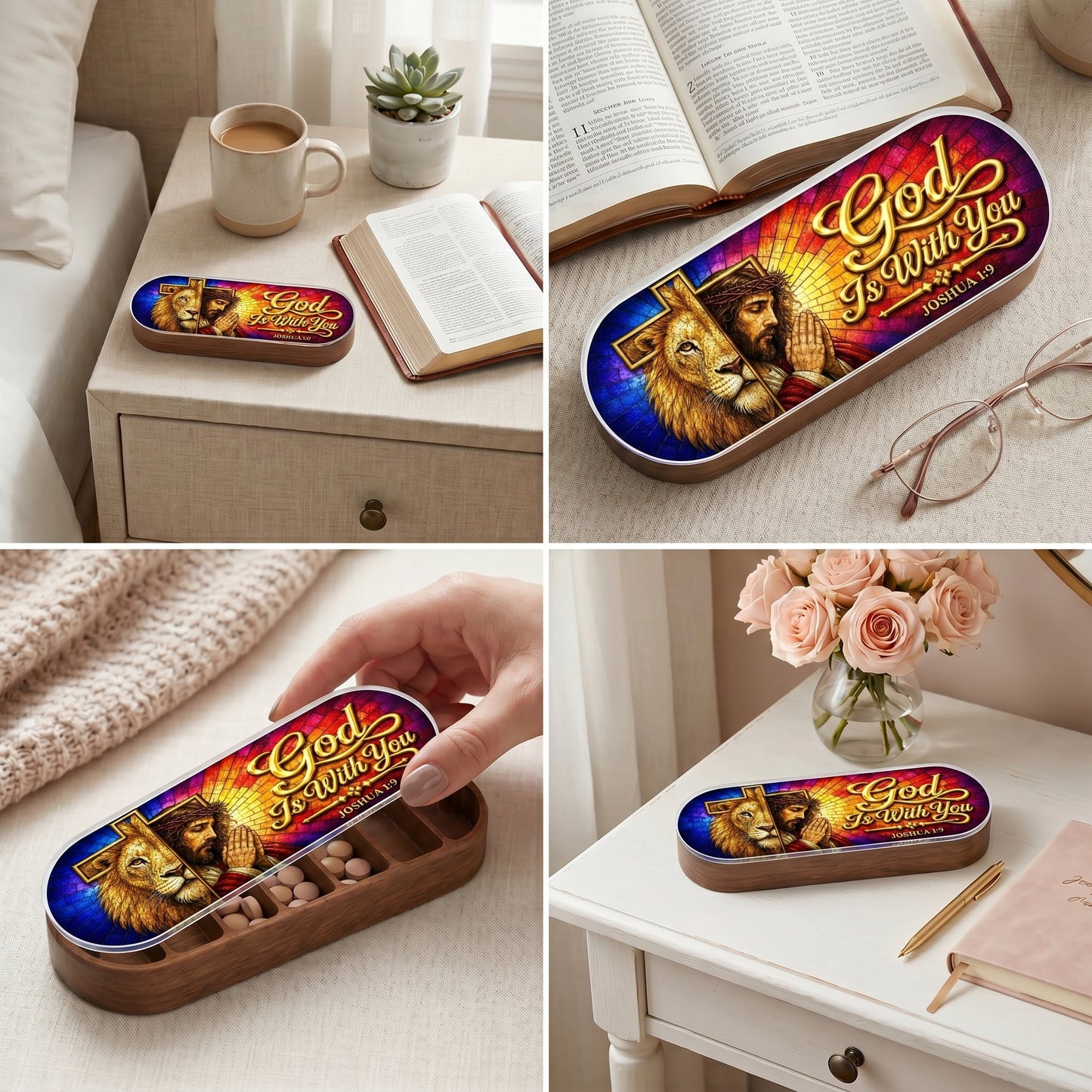 God Is With You - Joshua 1:9 Pill Organizer
