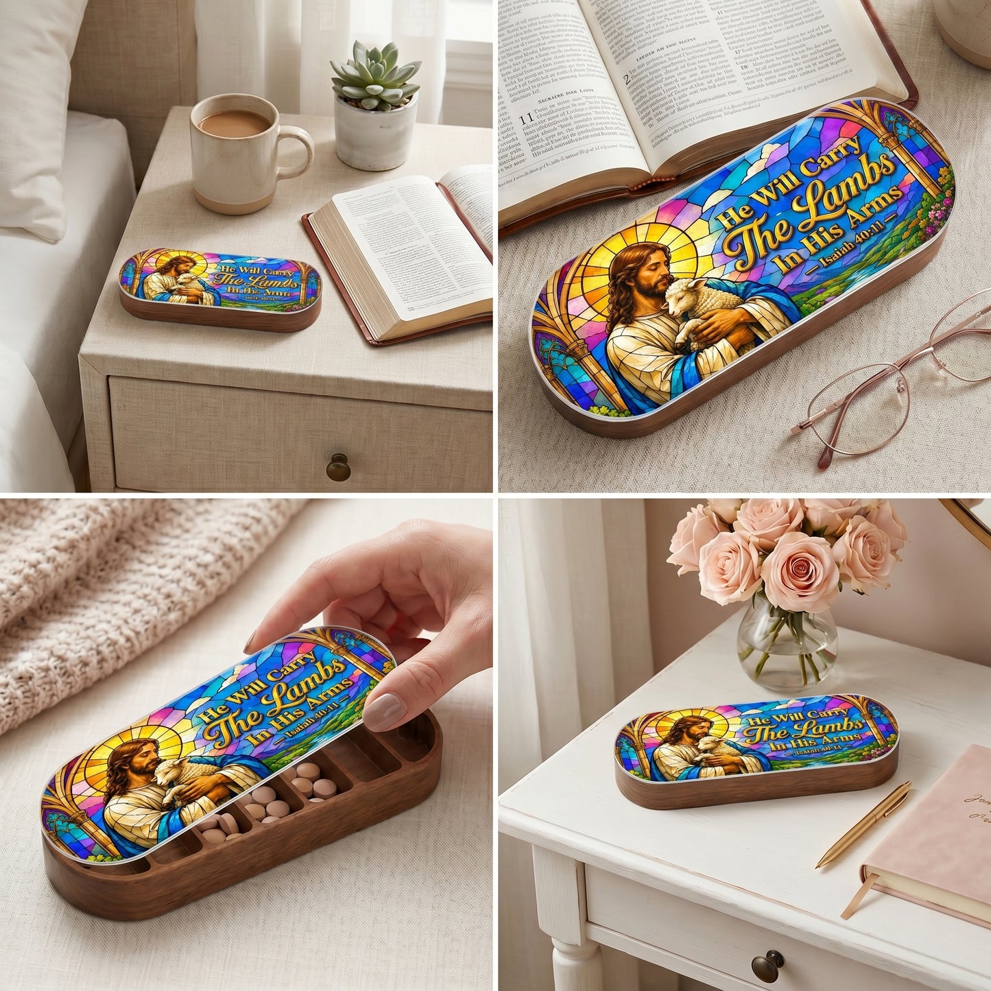 He Will Carry The Lambs In His Arms Isaiah 40:11 Pill Organizer