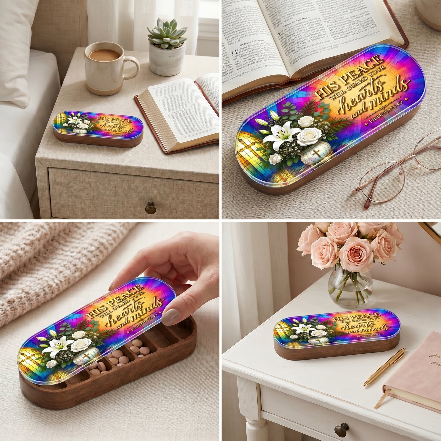 His Peace Will Guard Your Hearts and Minds - Philippians 4:7 Pill Organizer