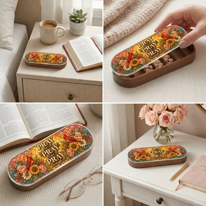 "Pray On It, Pray Over It, Pray Through It — Cardinal Floral" Pill Case