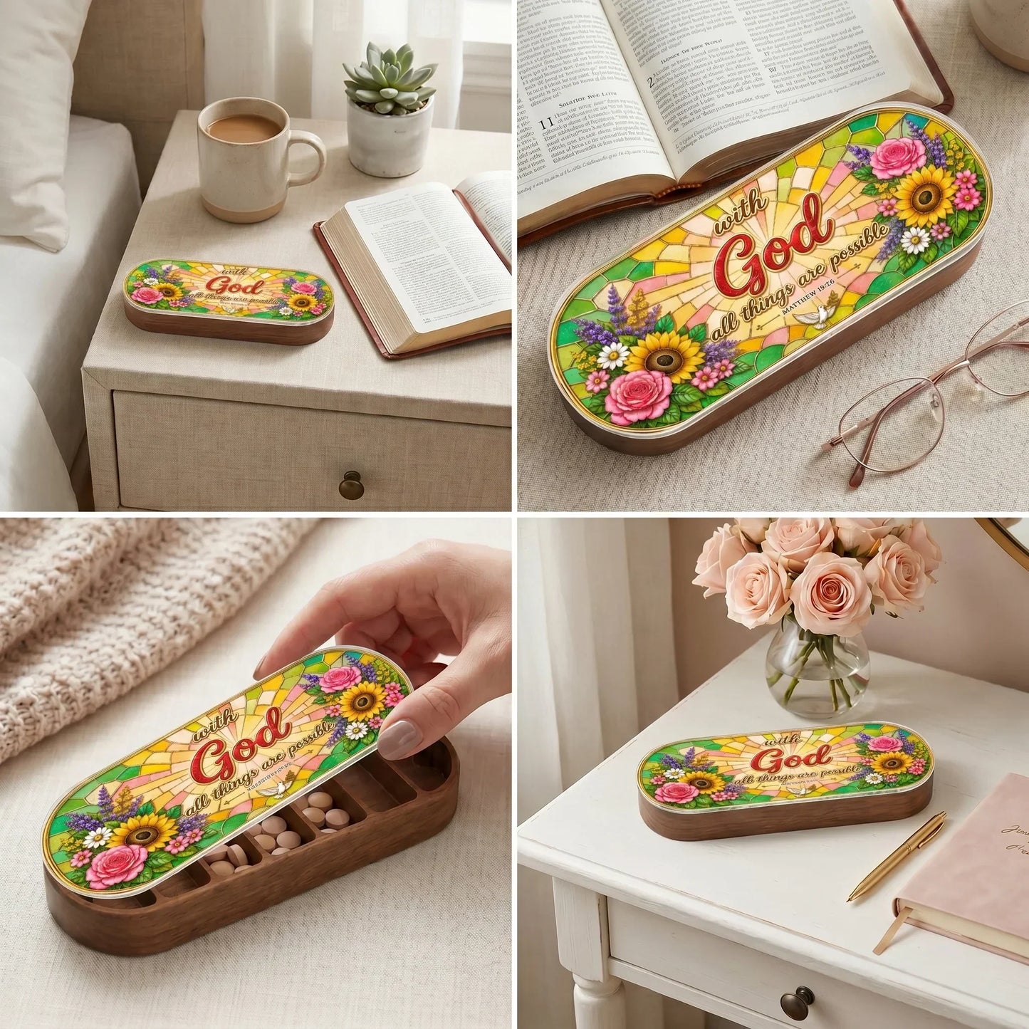 "With God All Things Are Possible — Matthew 19:26" Pill Case