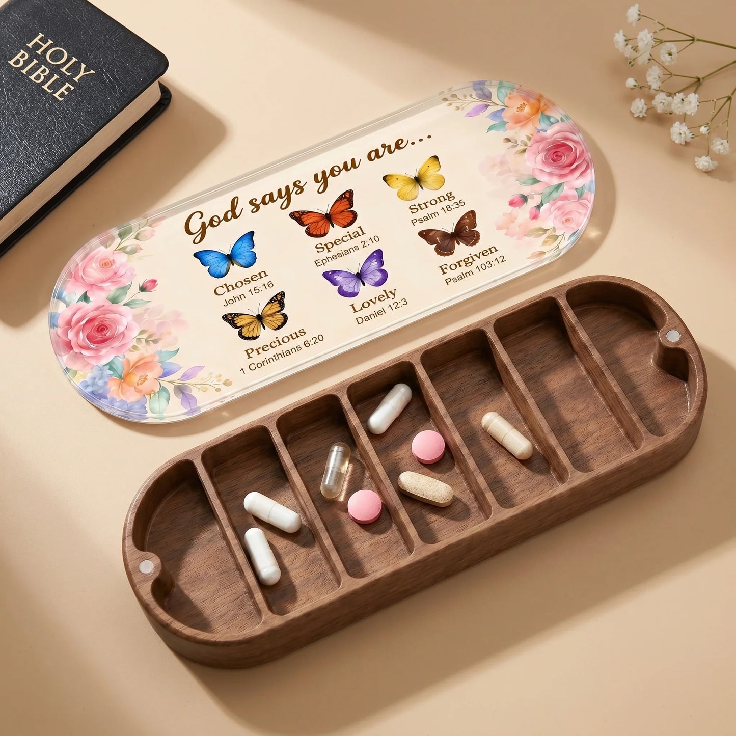 God Says You Are - Scripture Affirmation Pill Organizer