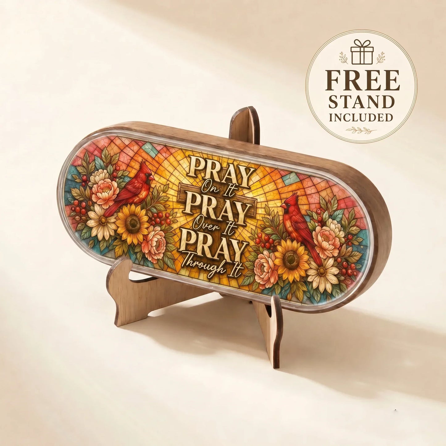 "Pray On It, Pray Over It, Pray Through It — Cardinal Floral" Pill Case