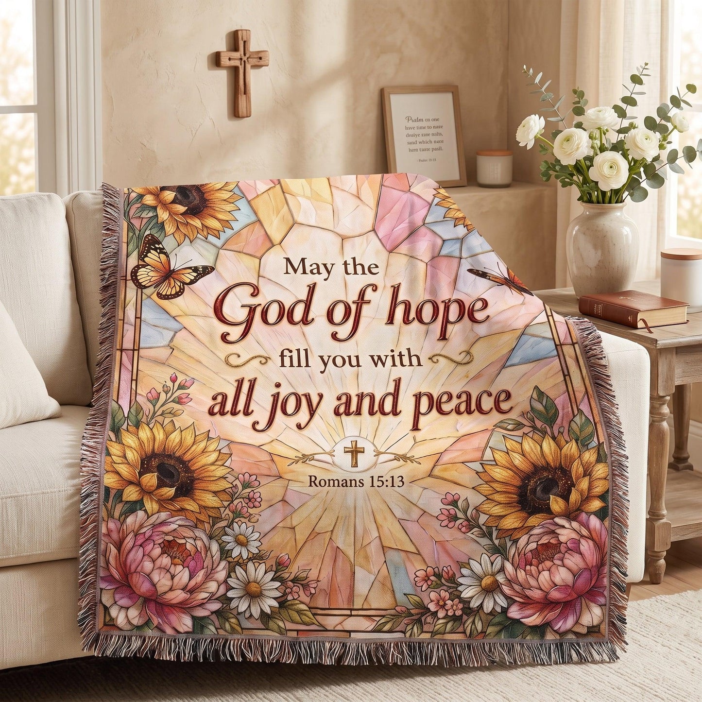 "God of Hope — Romans 15:13" Woven Blanket