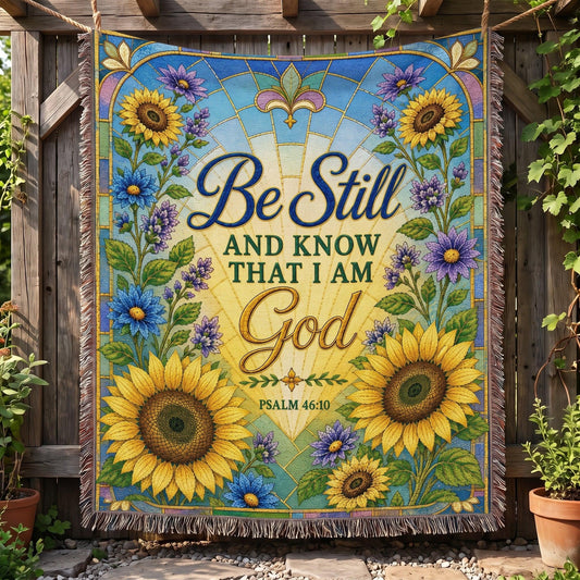 "Be Still — Psalm 46:10" Woven Blanket