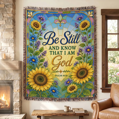 "Be Still — Psalm 46:10" Woven Blanket