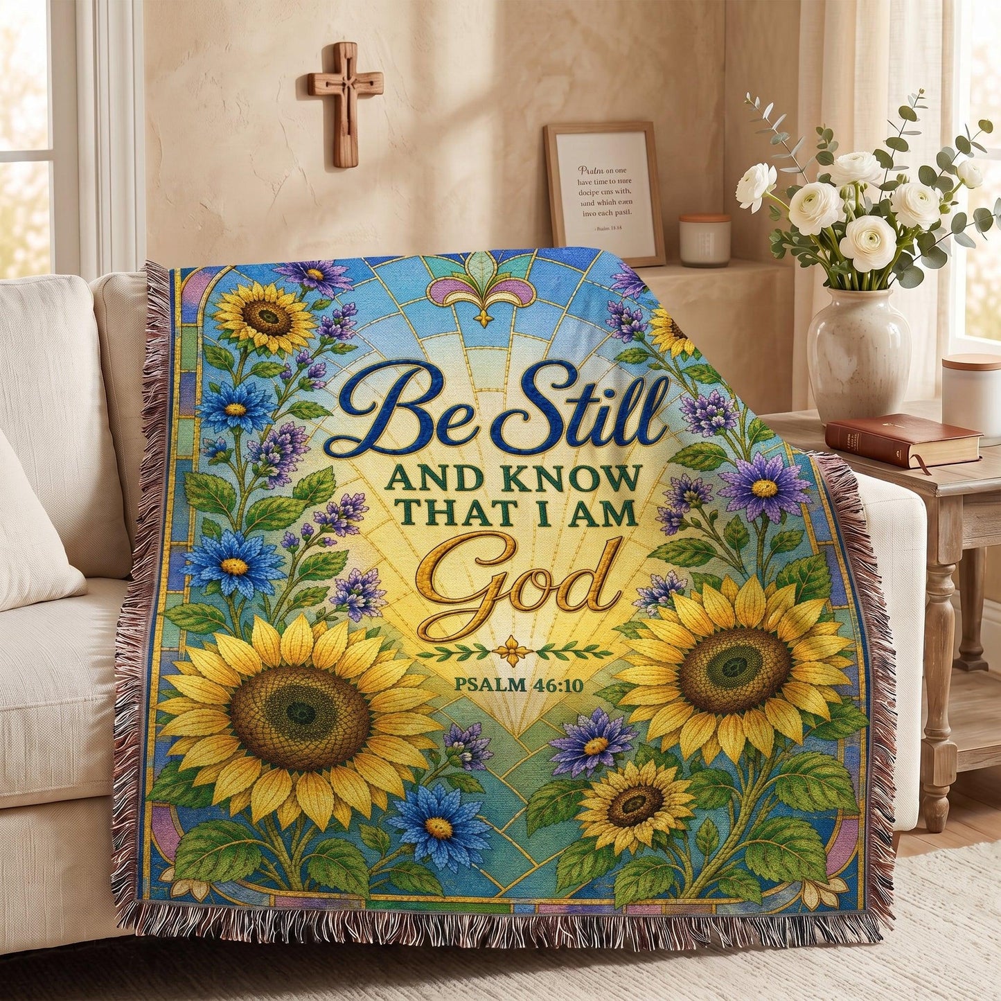 "Be Still — Psalm 46:10" Woven Blanket