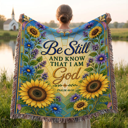 "Be Still — Psalm 46:10" Woven Blanket