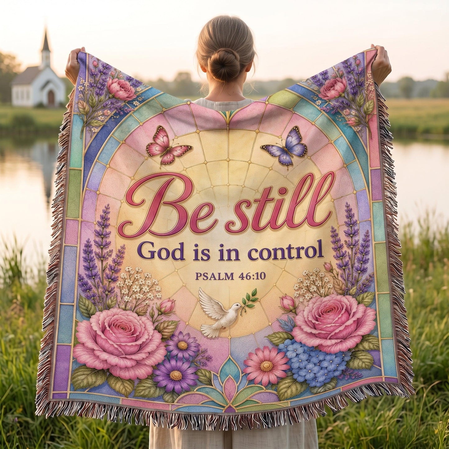 "Be Still God Is in Control — Psalm 46:10" Woven Blanket