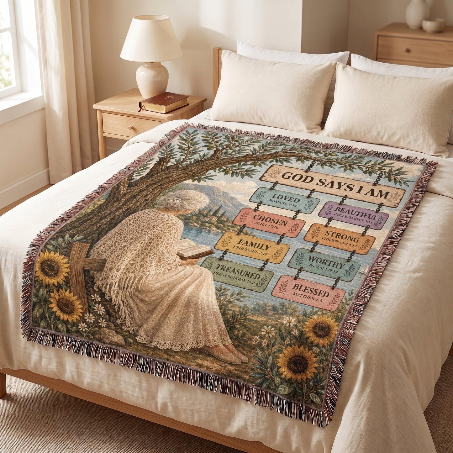 "God Says I Am — Identity in Christ" Woven Blanket