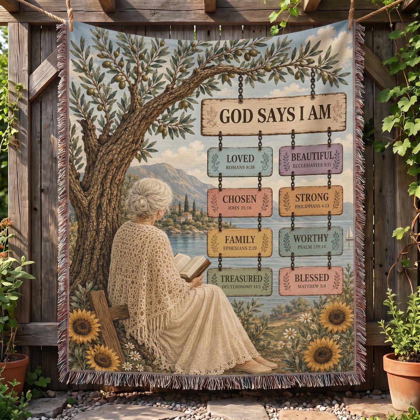 "God Says I Am — Identity in Christ" Woven Blanket