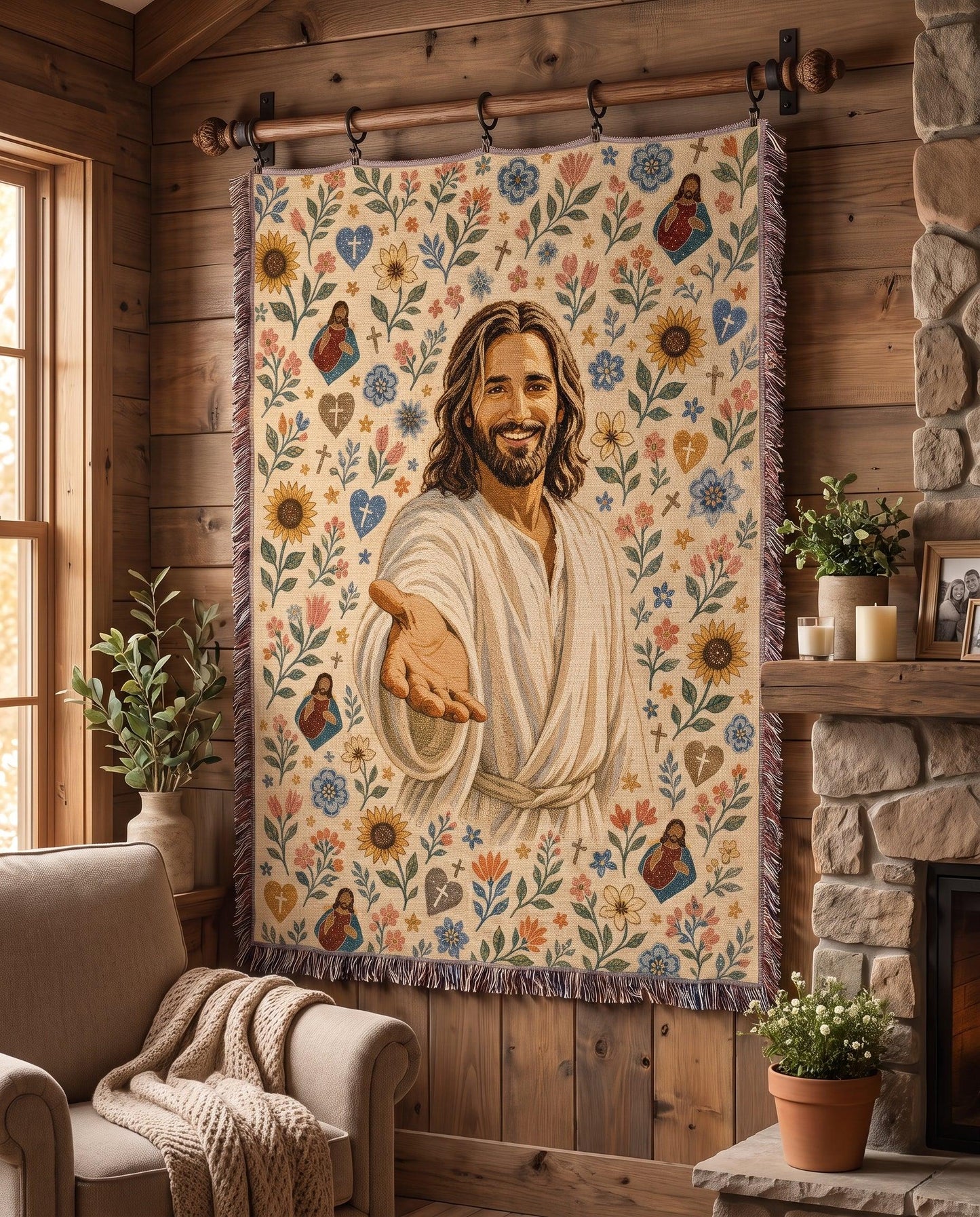 Welcoming Christ - Garden of Grace Woven Blanket