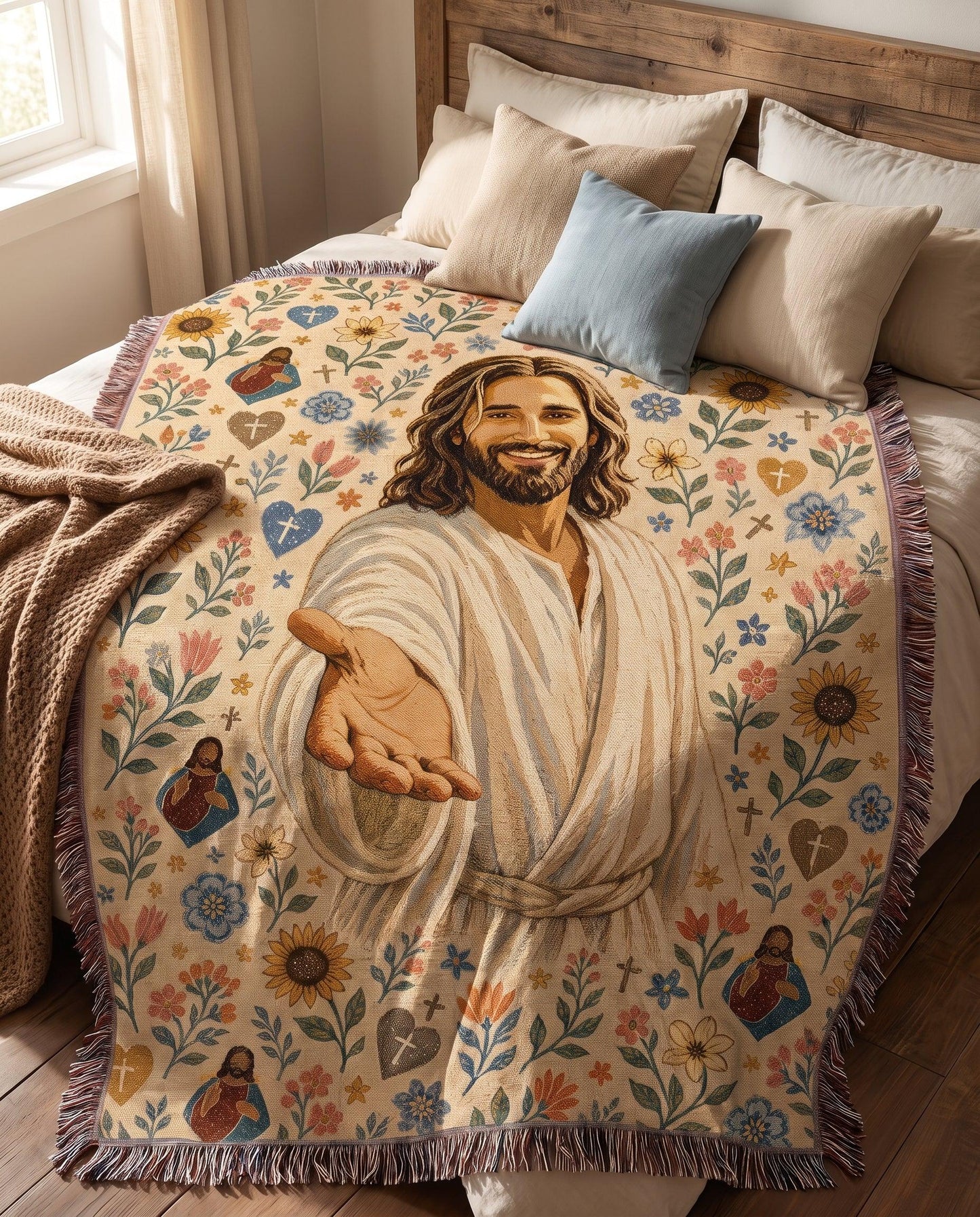Welcoming Christ - Garden of Grace Woven Blanket