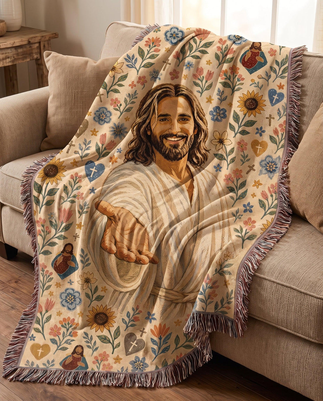 Welcoming Christ - Garden of Grace Woven Blanket