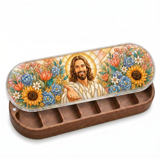 Welcoming Jesus Floral Garden Personalized Pill Case product image 1